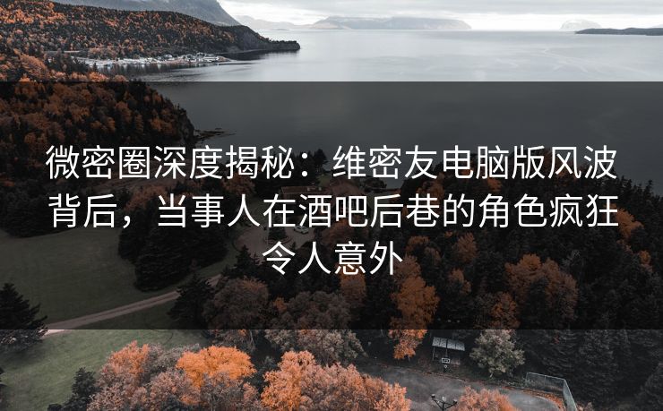 微密圈深度揭秘：维密友电脑版风波背后，当事人在酒吧后巷的角色疯狂令人意外