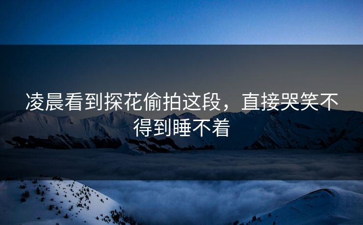 凌晨看到探花偷拍这段，直接哭笑不得到睡不着