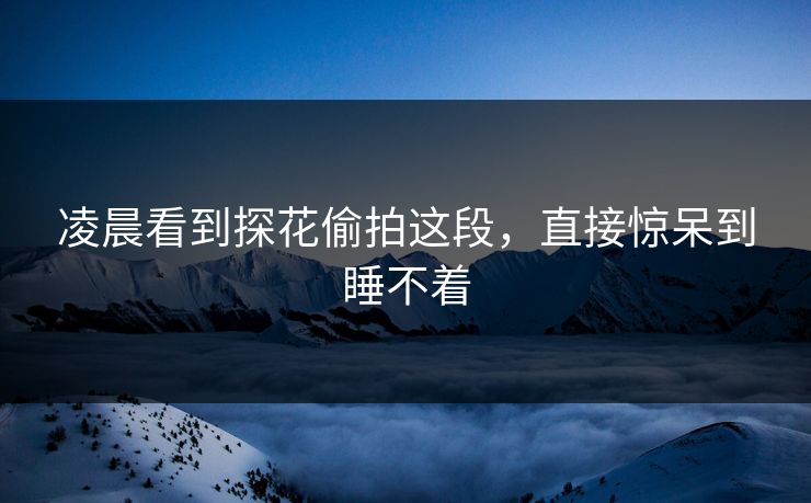 凌晨看到探花偷拍这段，直接惊呆到睡不着