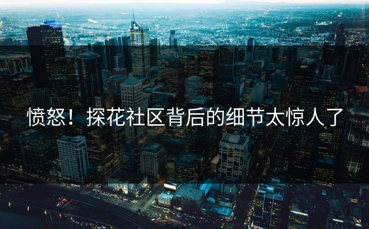 愤怒！探花社区背后的细节太惊人了