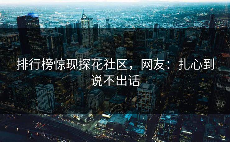 排行榜惊现探花社区，网友：扎心到说不出话