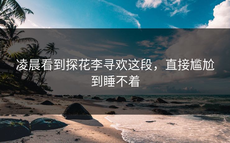 凌晨看到探花李寻欢这段，直接尴尬到睡不着