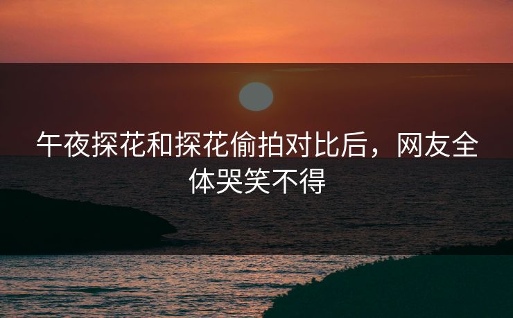 午夜探花和探花偷拍对比后，网友全体哭笑不得