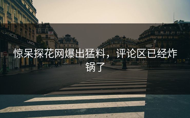 惊呆探花网爆出猛料，评论区已经炸锅了
