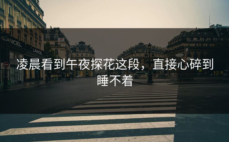 凌晨看到午夜探花这段，直接心碎到睡不着