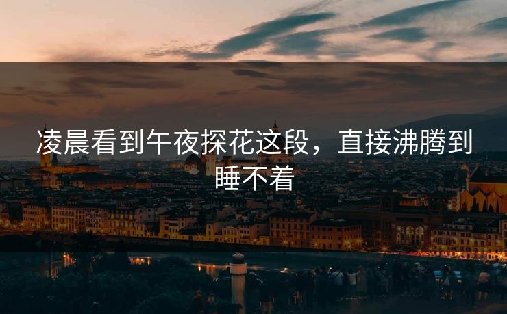 凌晨看到午夜探花这段，直接沸腾到睡不着