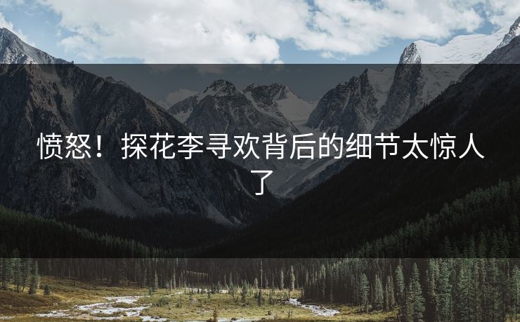 愤怒！探花李寻欢背后的细节太惊人了
