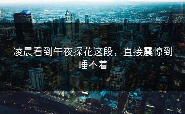 凌晨看到午夜探花这段，直接震惊到睡不着