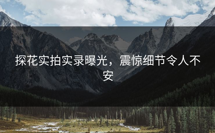 探花实拍实录曝光，震惊细节令人不安