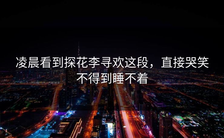 凌晨看到探花李寻欢这段，直接哭笑不得到睡不着