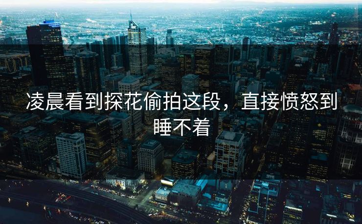 凌晨看到探花偷拍这段，直接愤怒到睡不着