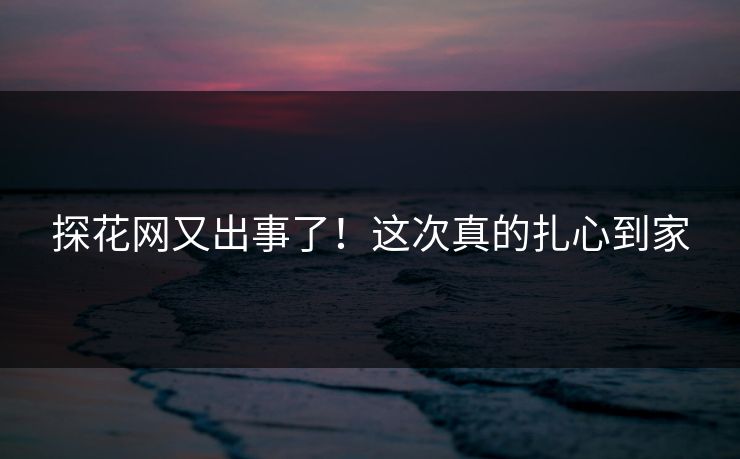 探花网又出事了！这次真的扎心到家
