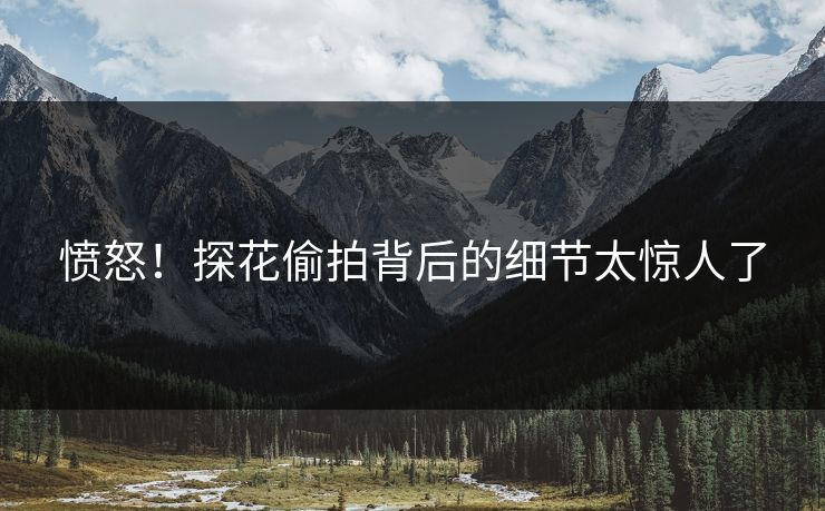 愤怒！探花偷拍背后的细节太惊人了