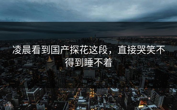 凌晨看到国产探花这段，直接哭笑不得到睡不着