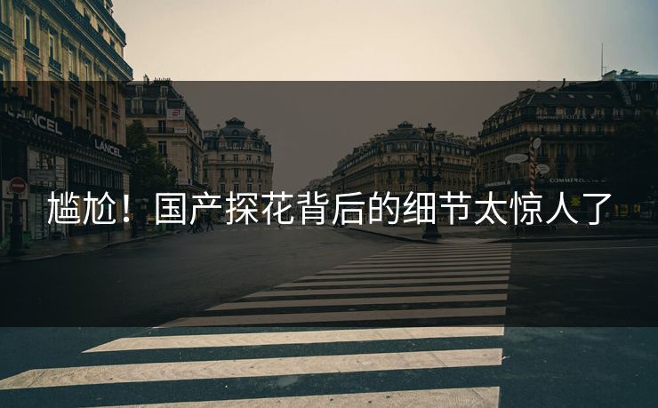 尴尬！国产探花背后的细节太惊人了