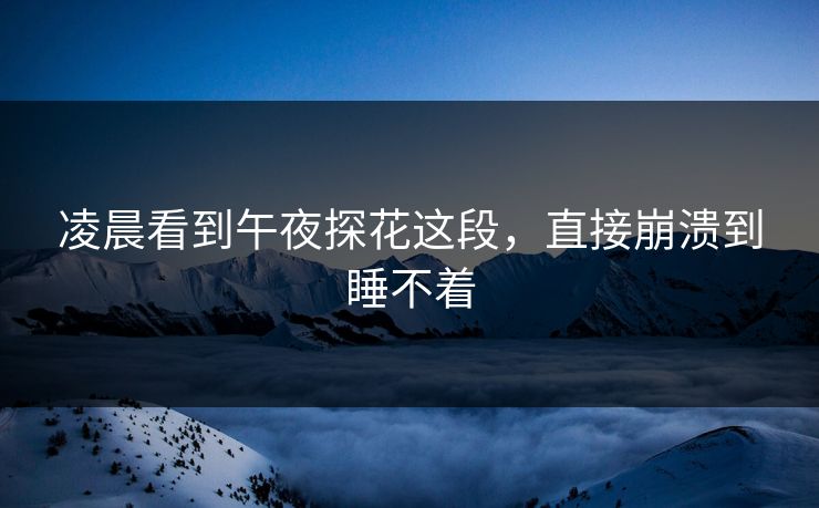 凌晨看到午夜探花这段，直接崩溃到睡不着