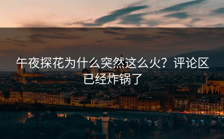 午夜探花为什么突然这么火？评论区已经炸锅了