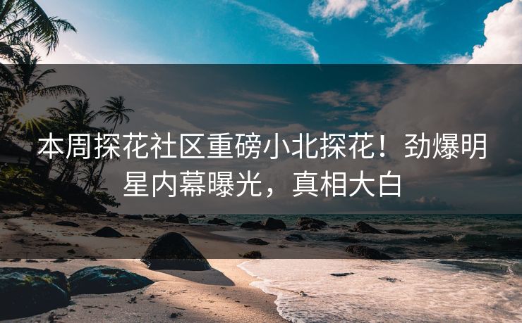 本周探花社区重磅小北探花！劲爆明星内幕曝光，真相大白