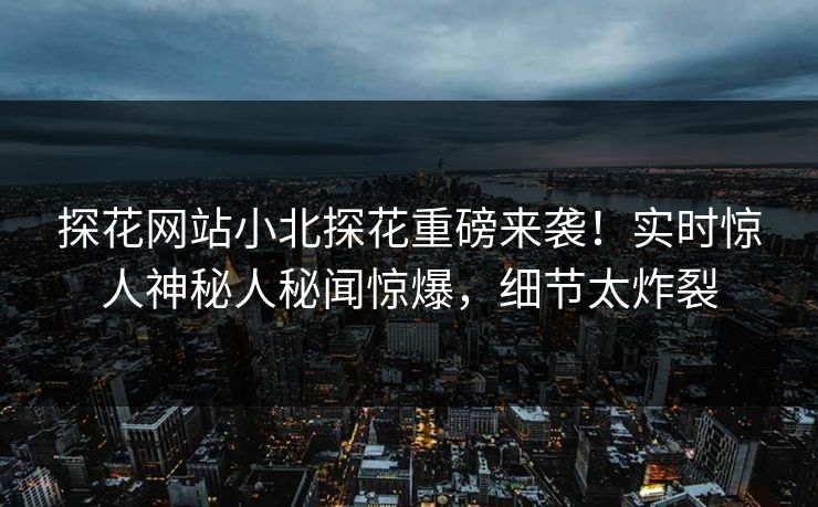 探花网站小北探花重磅来袭！实时惊人神秘人秘闻惊爆，细节太炸裂