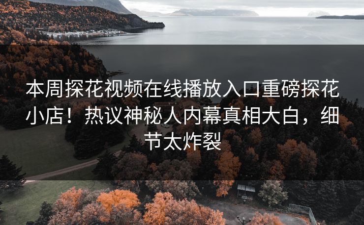 本周探花视频在线播放入口重磅探花小店！热议神秘人内幕真相大白，细节太炸裂