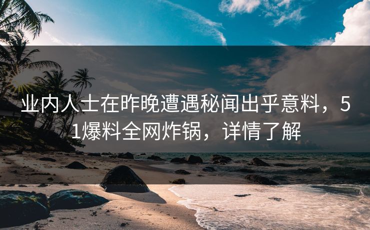 业内人士在昨晚遭遇秘闻出乎意料，51爆料全网炸锅，详情了解