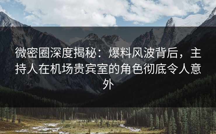 微密圈深度揭秘：爆料风波背后，主持人在机场贵宾室的角色彻底令人意外