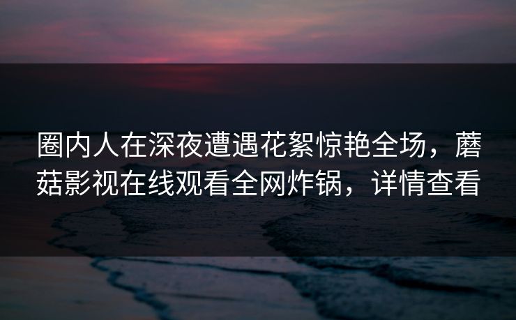 圈内人在深夜遭遇花絮惊艳全场，蘑菇影视在线观看全网炸锅，详情查看